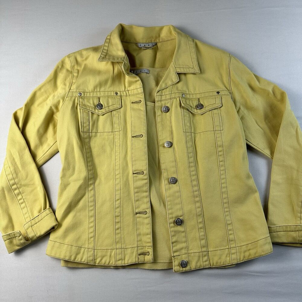 CAbi Denim Jean Jacket Womens Size Medium Bright Yellow Spring Easter
